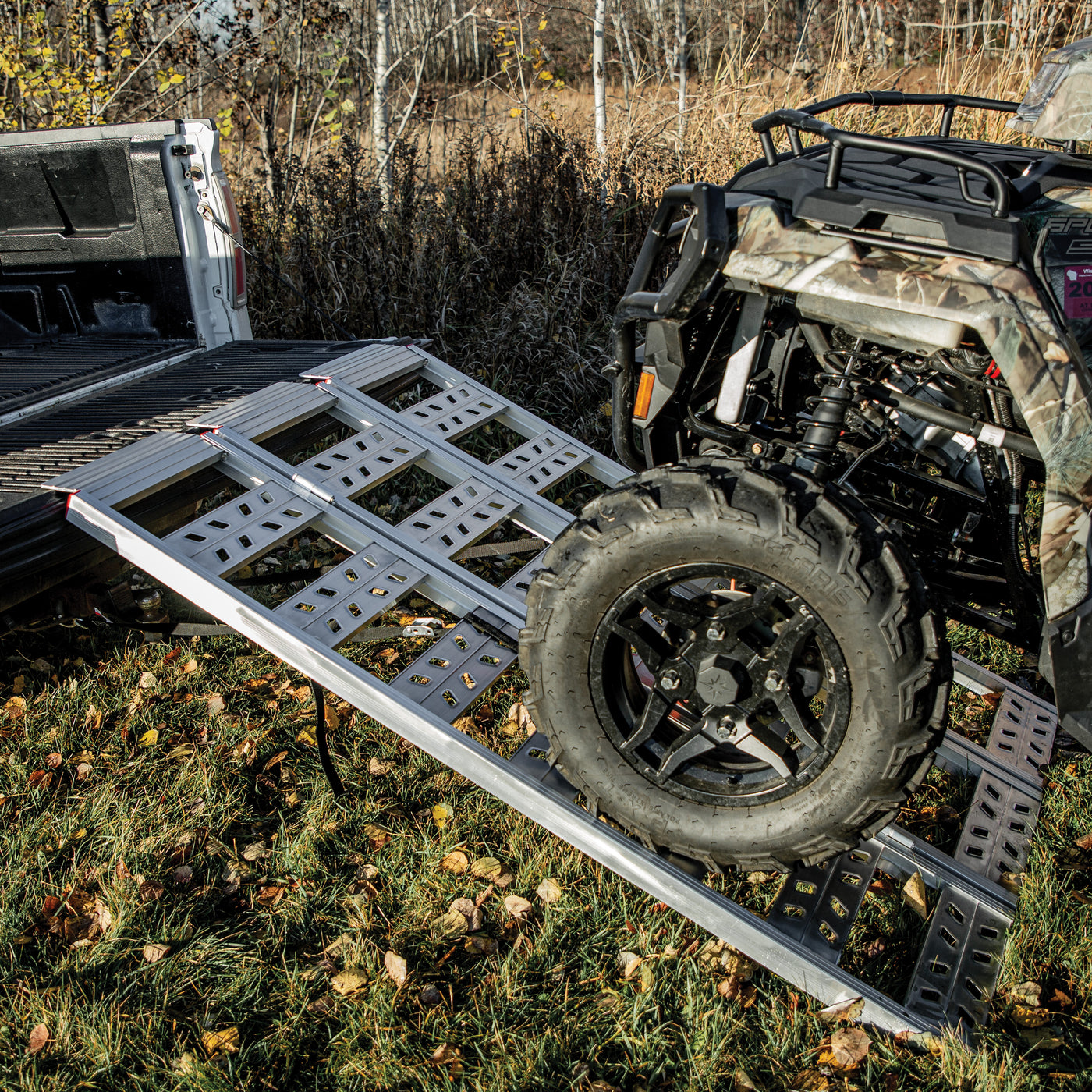 Quad Ramp With Railing YUTRAX 69” Tri-Fold Ramp, High-Strength Extruded Aluminum, 2200 lb ...